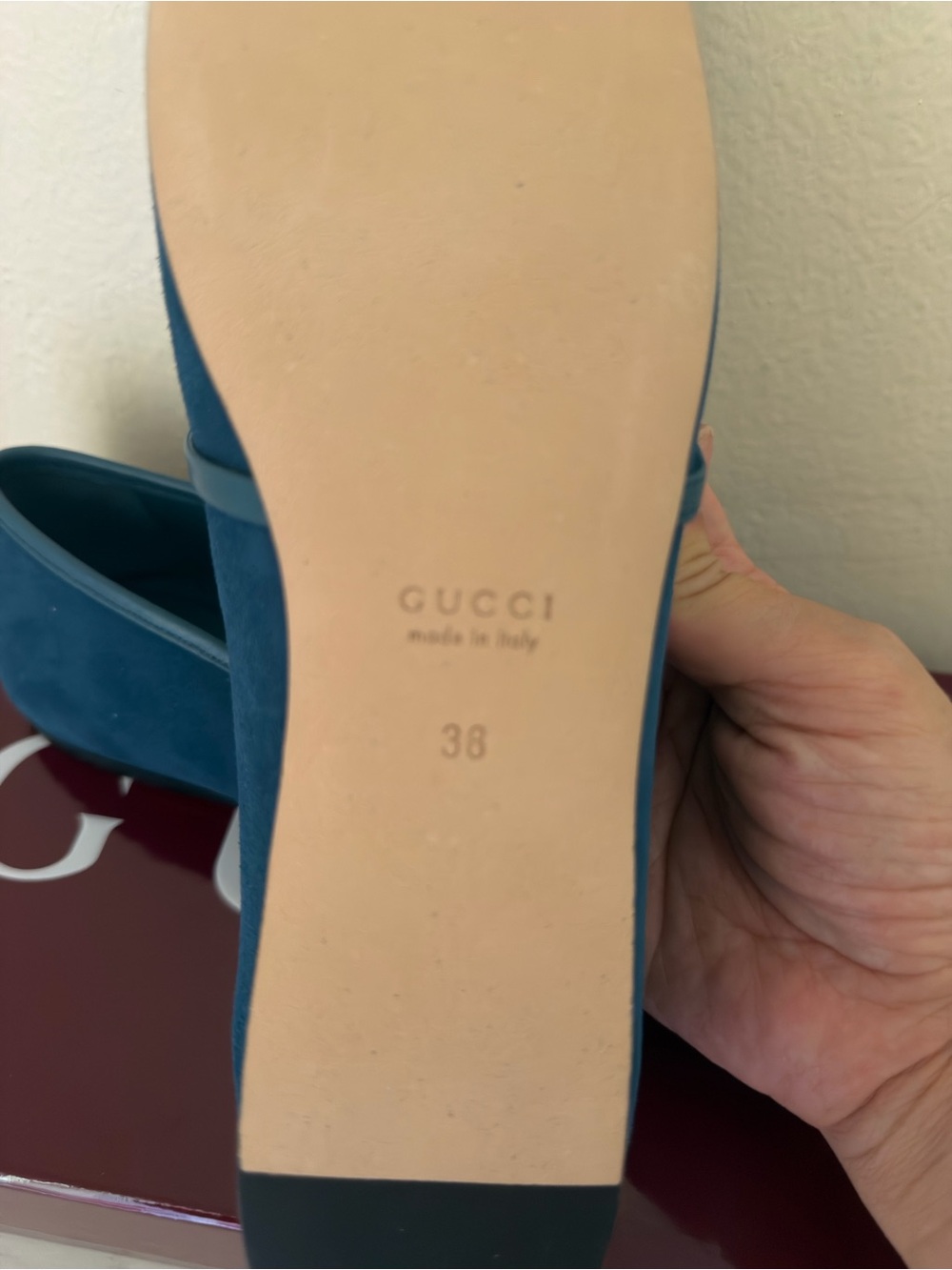 NIB Gucci Horsebit Ballet Flats Blue Suede Mary Jane Shoes Size 38 $1030 - Picture 10 of 13